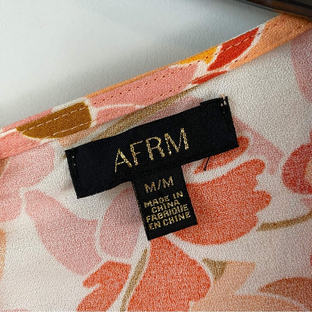 AFRM Etienne Retro Style Mini Dress Orange Multi M - Picture 3 of 7